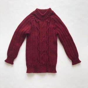 Maroon mock neck cable knit sweater EUC 5/6Y
